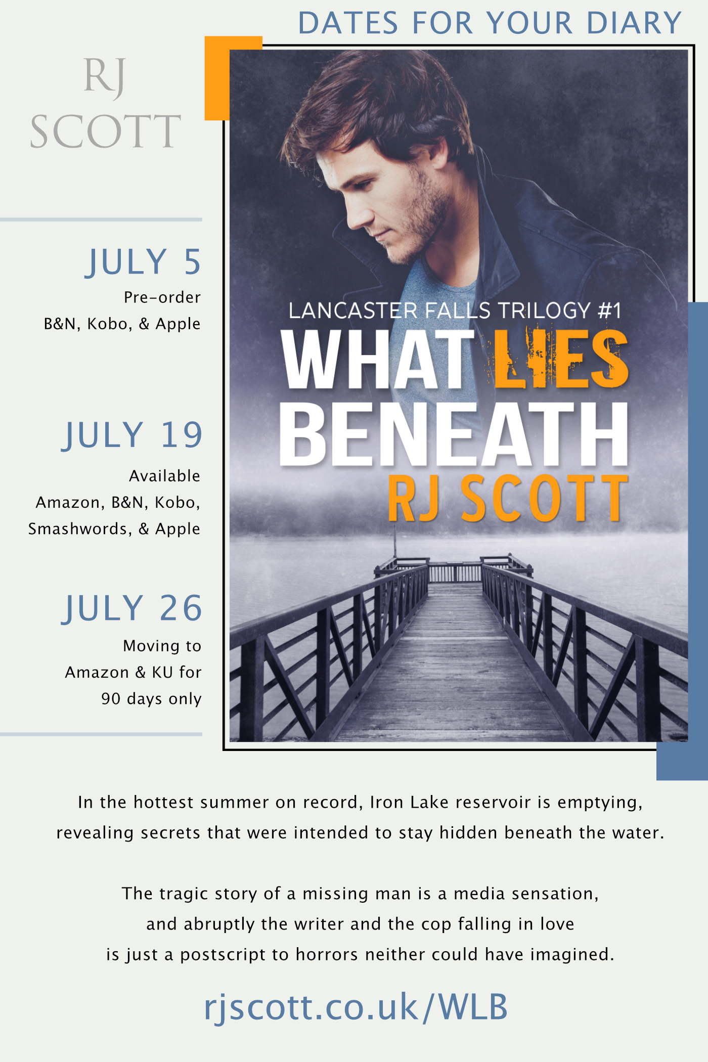 What Lies Beneath Dates for your diary RJ Scott MM Romance