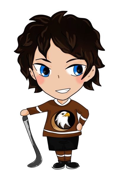 Chibi Art from RJ Scott and VL Locey for our hockey romance MM art by Meredith Russell